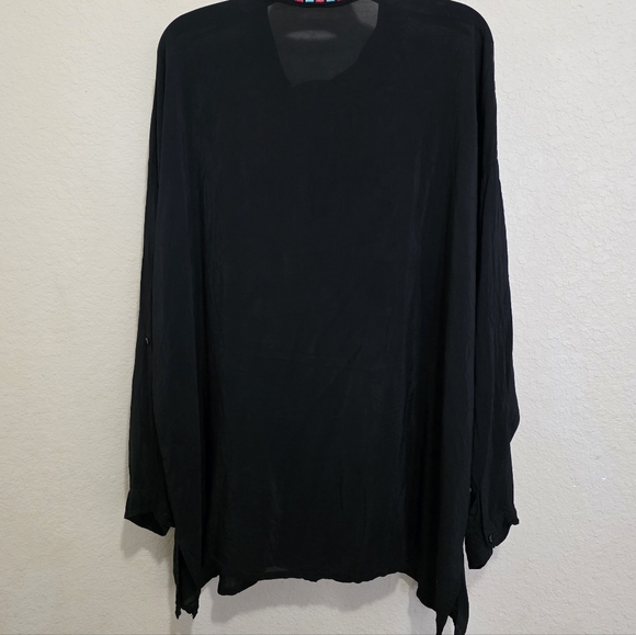 Johnny Was Embroidered Tunic Top Cupra Rayon Floral Hummingbird Feathers L - Picture 5 of 6